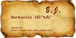 Berkovits Jákó névjegykártya